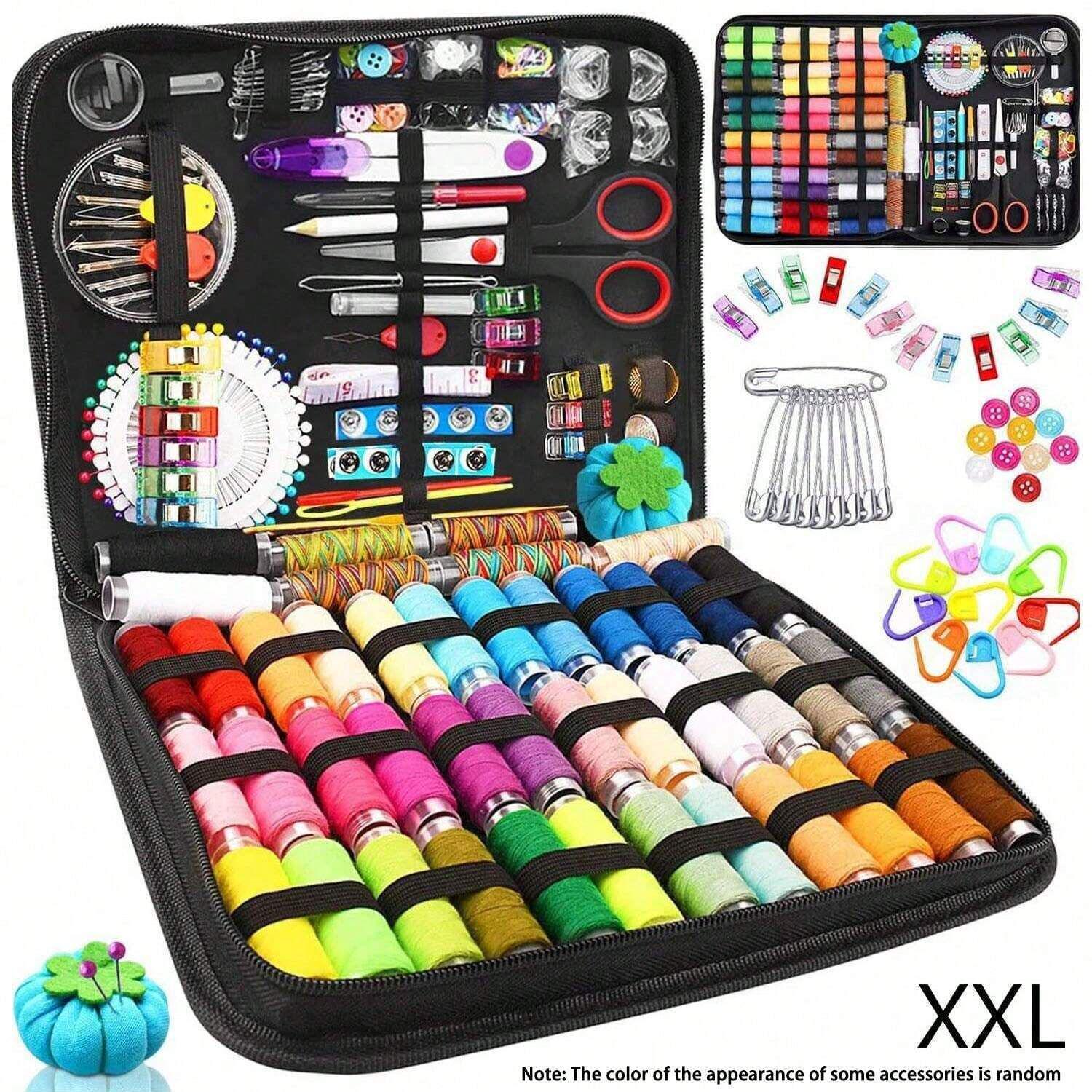 243-Piece Large Sewing Kit Box: Portable Household Thread & Tool Organizer