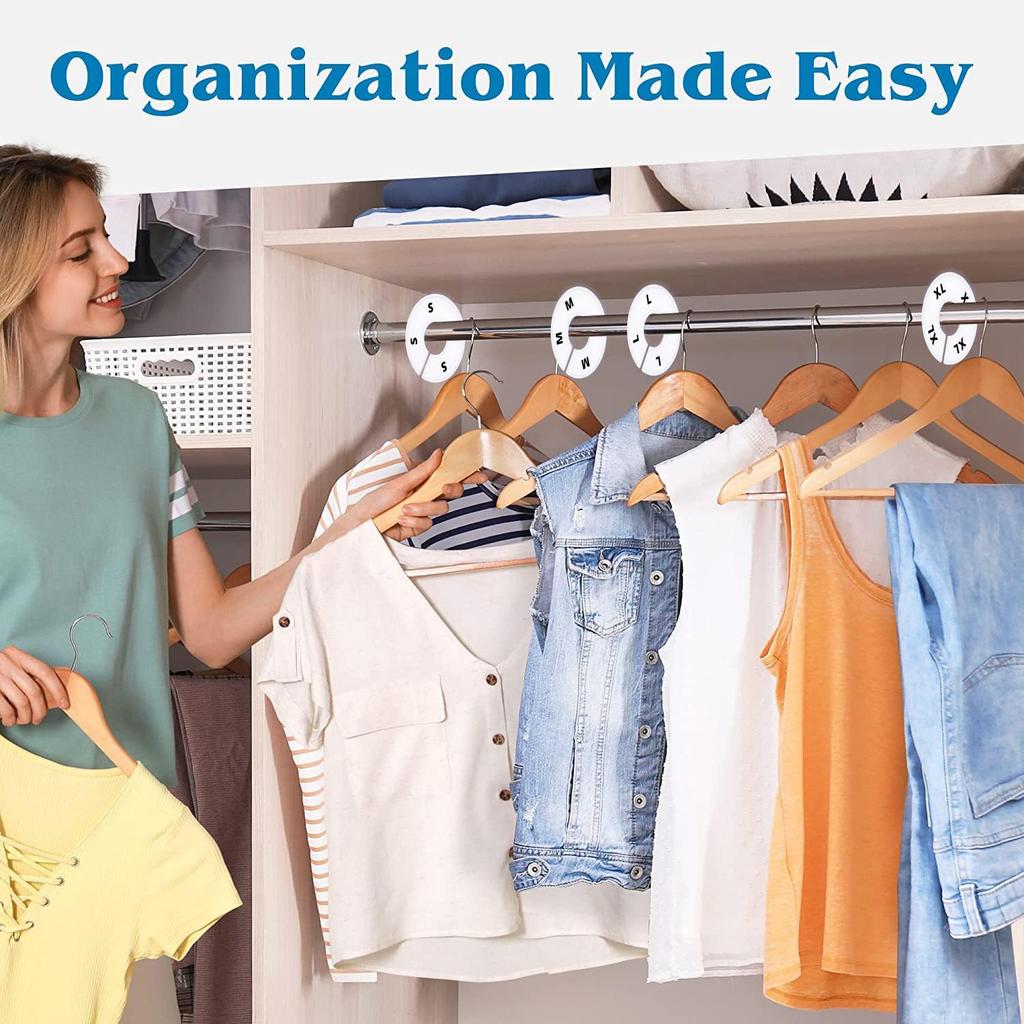 32 White Closet Dividers for Hanging Clothes – Clothing Rack Dividers with Printed Sizes