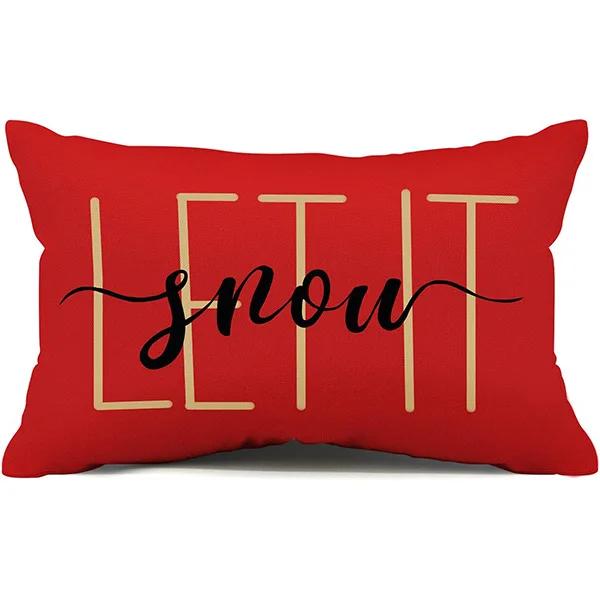 New Christmas Style Simple Letter Double-sided Printed Linen Pillow for Home Decoration, Sofa Waist Pillowcase