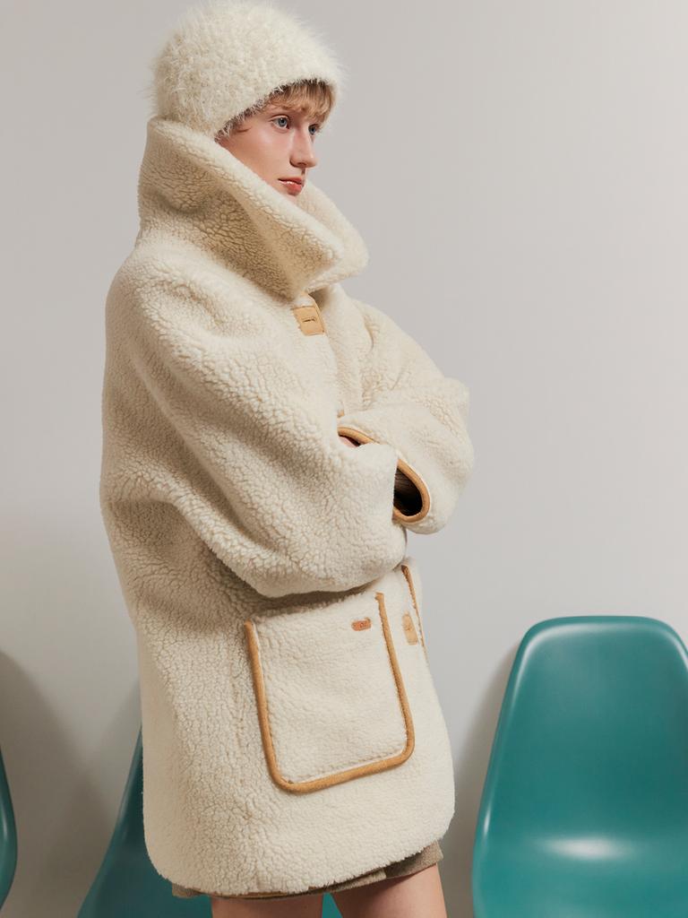 Ouel Reversible Shearling Half Coat_Butter Beige