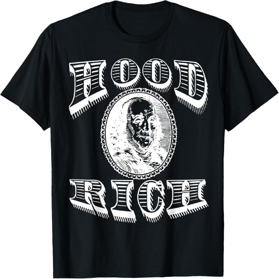 

Hood Rich T-Shirt Benjamin Franklin Money Dollar Millionaire T-Shirt XXXXXL чорний