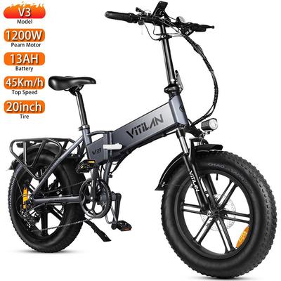Vélo Électrique Vitilan V3 Moteur Pic 1200W Pneu Large 20" Vélo Électrique Pliable Pour Adulte 48V 13AH Écran LCD 7 Vitesses