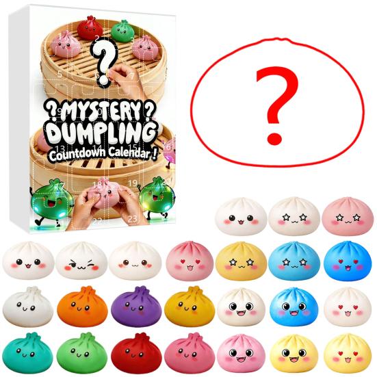 Giocattolo Spremi Gnocchi Calendario dell'Avvento Cartone Animato Panino al Vapore Sollievo dallo Stress Fidget Toy Scatola Conto alla Rovescia 24 Giorni Bomboniere per Feste