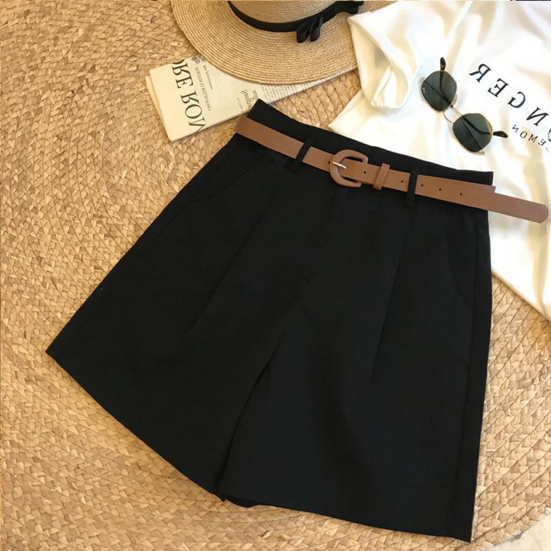 Ice Silk Women's High Waist A-line Summer Shorts - Loose Fit, Mid-Length, Wide Leg