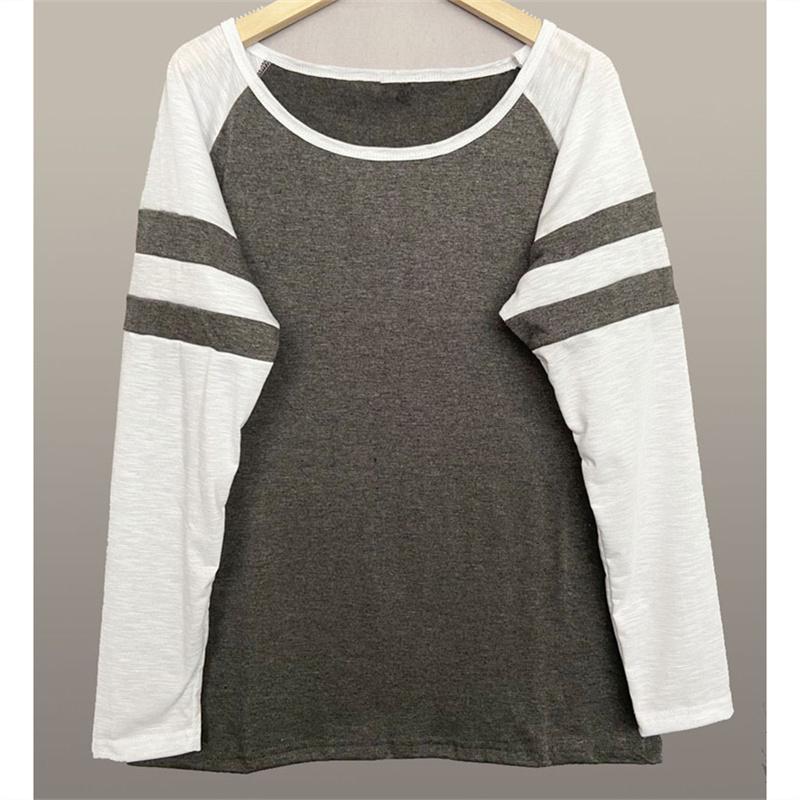 

Женская футболка с круглым вырезом и длинным рукавом, три цвета в полоску, повседневная осенняя свободная футболка, женские футболки L