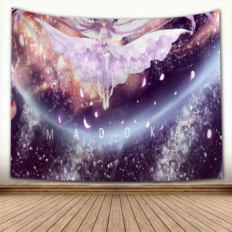 Puella Magi Madoka Magica Kawaii Anime Tapestry Psychedelic Decorative Carpet Wall Fabric For Living Room Bedroom Accessories