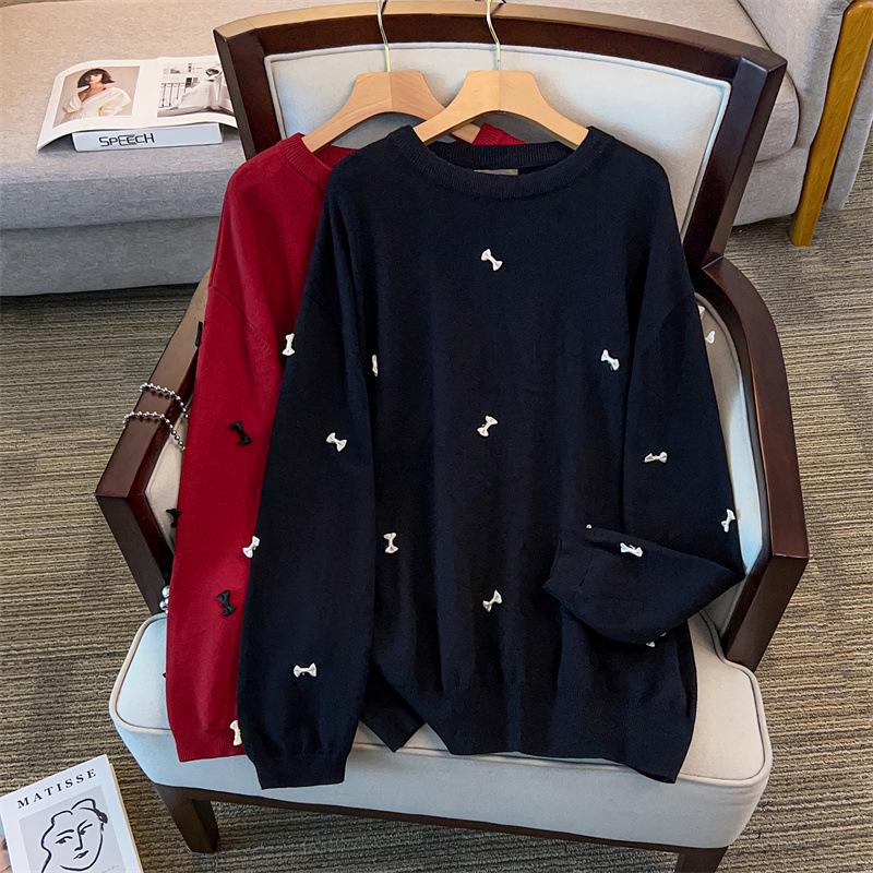 

Plus Size Women s Loose Round Neck Pullover Sweater (Bust 150/160) 5XL чорний