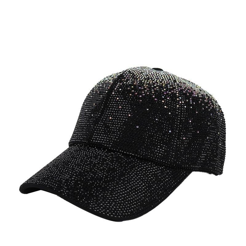 New Light Luxury Full Diamond Contrasting Color Baseball Cap Sunscreen Sun Hat Showing Face Small Versatile Rhinestone Hat Vacation Hat
