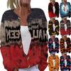 Women's Long Sleeve Knit Cardigan with Halloween Print Button Front for Fall Party