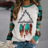 Women's Pullover Loose Sweater Multicolor Striped Round Neck Long-sleeved T-shirt