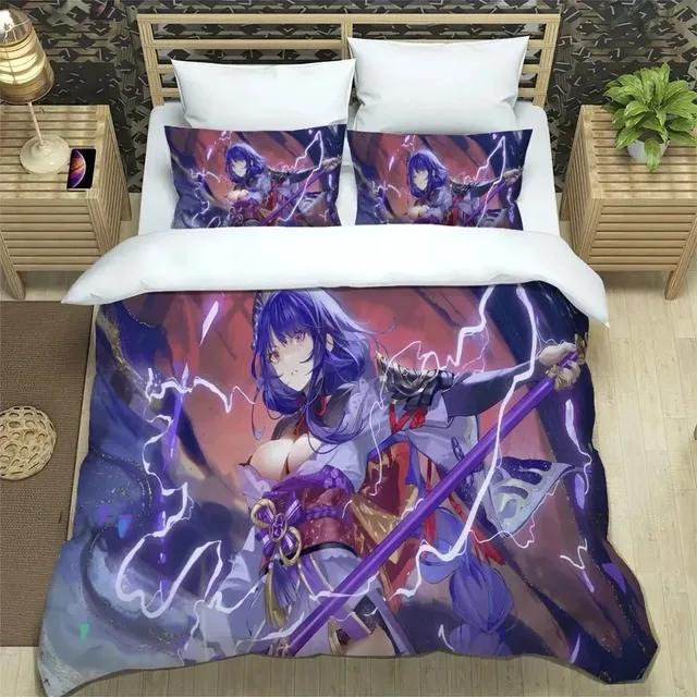 3D Anime Genshin Impact Bedding Set Duvet Cover Bed Set Quilt Cover Pillowcase Comforter King Queen Size Boys Adult Bedding Set