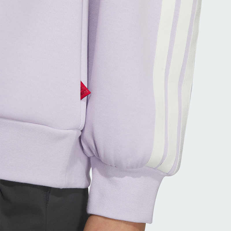 Adidas Year Of The Snake Limited Edition Casual Series Brand Logo Hooded Pullover Striped Long Sleeve Sweatshirt Women sweatshirt Light-Purple JZ1637