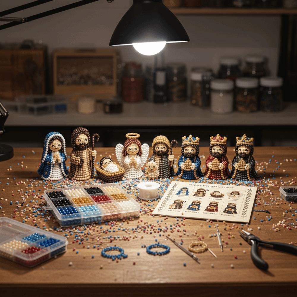 Handmade Nativity Beaded Figures Craft Kit Beaded Nativity Collection Kit To Pass The Time
