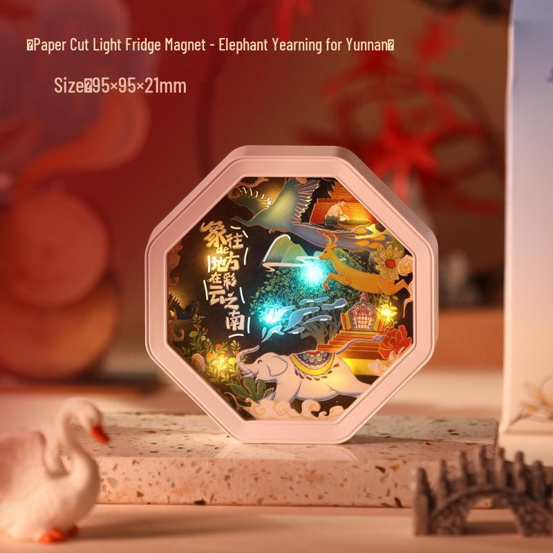 Guochao Paper Sculpture Fridge Magnet Souvenirs for Tourist Attractions