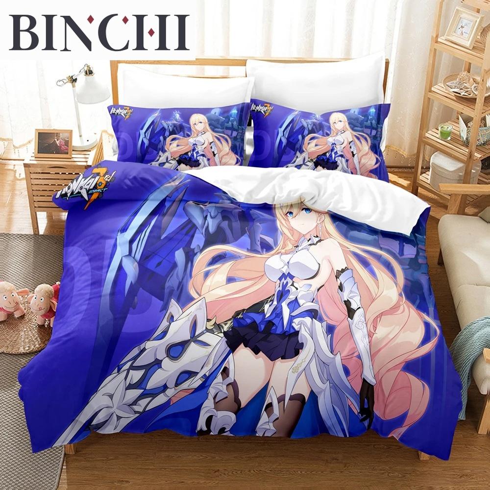 3D Anime Honkai Impact 3rd Bettwäsche-Set Bedrucktes Bettbezug-Set Bettwäsche Steppdeckenbezug Zuhause Für Erwachsene Teenager