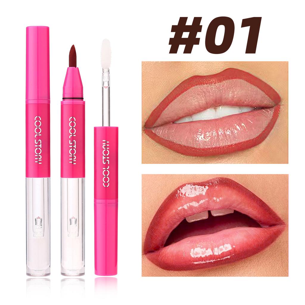Waterproof Lip Liner & Glaze Combo Smooth Moisturizing Plumping Stain Liquid Lipstick Natural Outline Lips Contour Makeup