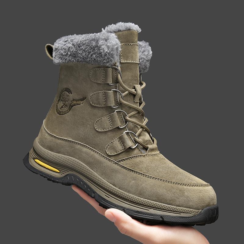 

Winter Northeast cold-proof snow boots men s thickened velvet waterproof warm non-slip cotton shoes retro tooling men s boots tide 46