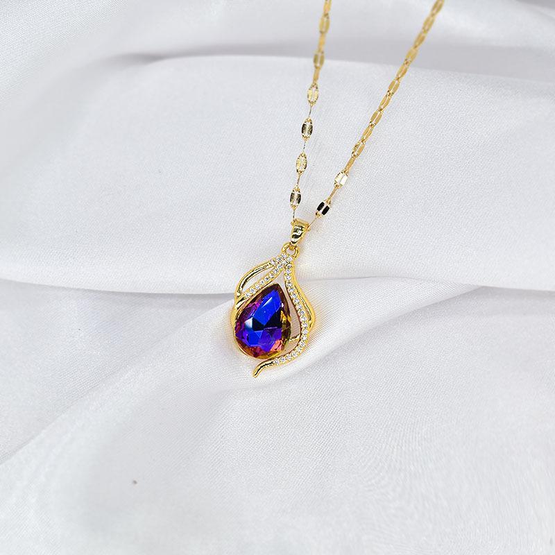 

Женское ожерелье-капля воды, ветер, продвинутое чувство, простой темперамент, монопродукт, титановая сталь, цепочка для ключицы