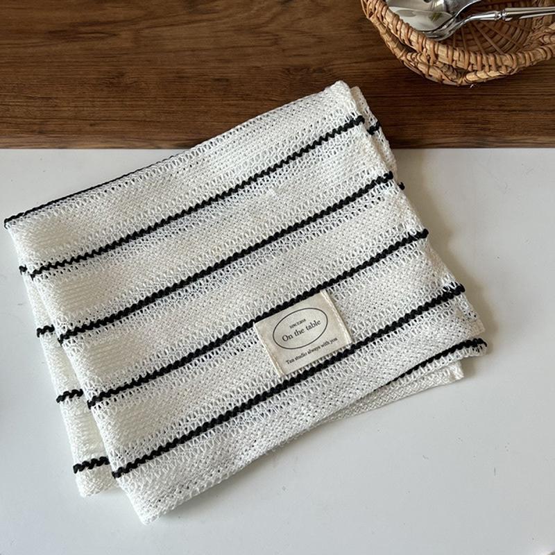 Simple Black White Striped Tablecloth Placemat Dining Table Mat Coaster Food Posing Background Cloth Home Decoration Accessories