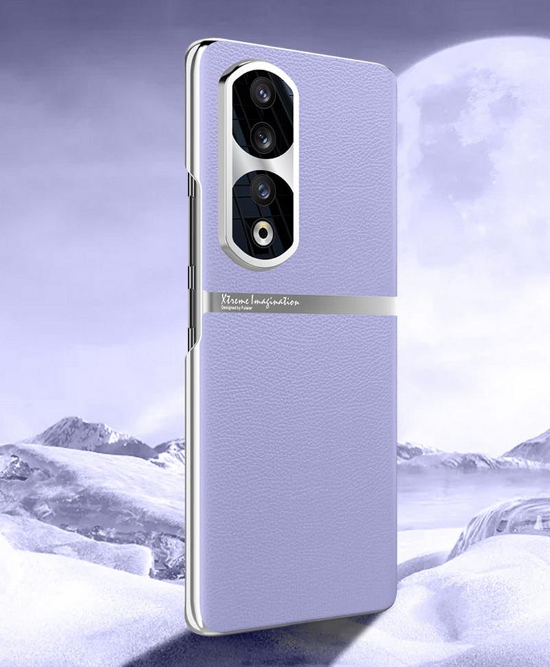 

Розкішний захисний чохол для камери з PU шкіри для Honor 90 Pro Honor90 Honor Magic 5 Pro Задня кришка з твердою рамкою з гальванічним покриттям For Magic 5 лавандовий