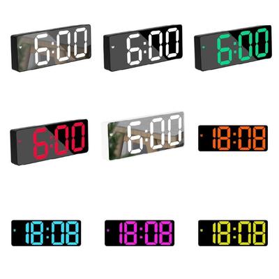 Contemporary LED Digital Alarm Clock with Alarm Dimming Feature Snooze Function and Mirror Display for Modern Space