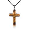 1Pc Handmade Carved Cross Natural Stone Pendant Necklace For Women Men Healing Chakra Crystal Charms Choker Jewelry