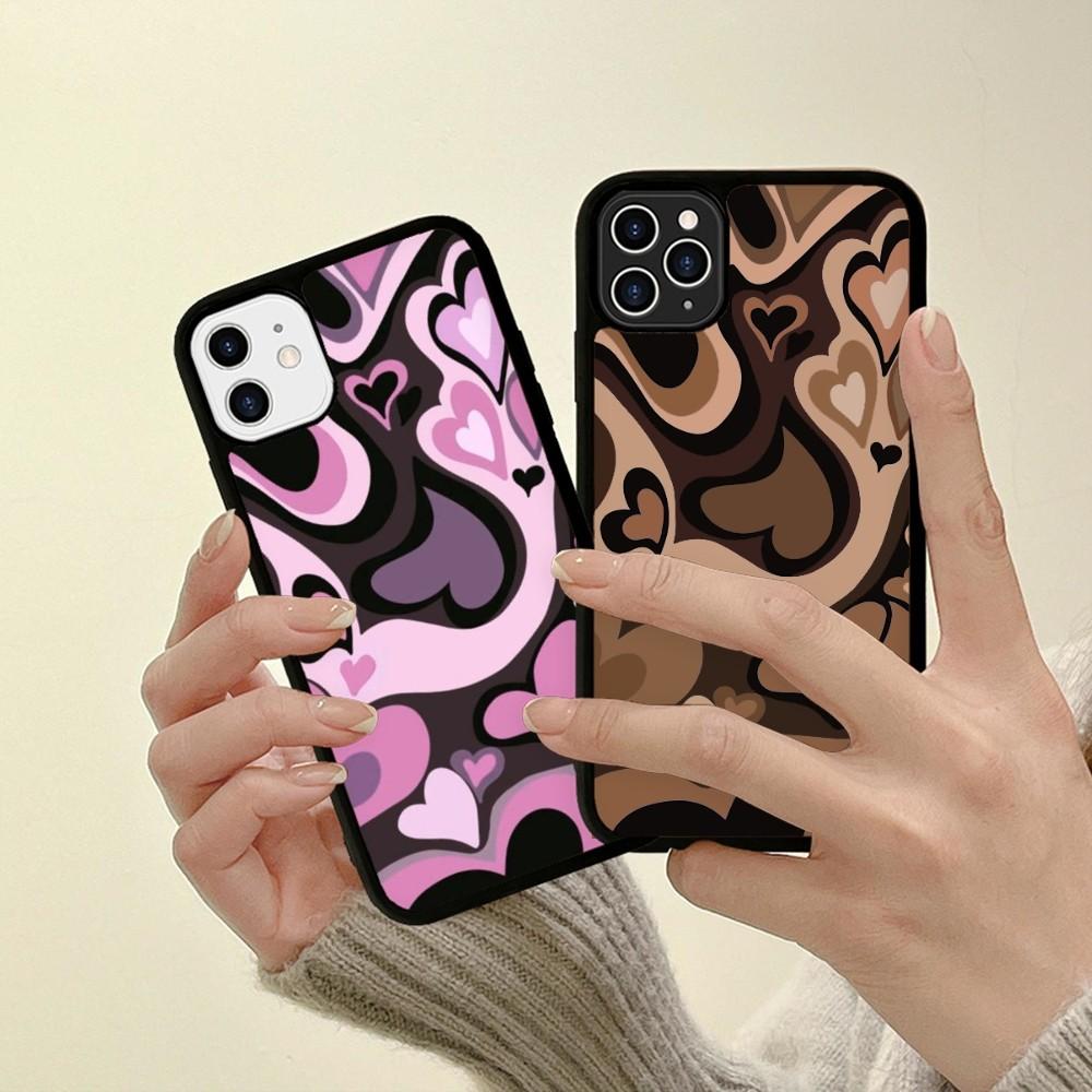 Heart Circle Phone Case Silicone PC+TPU For For iPhone 11 12 13 14 15 16 Plus Pro Max Cover