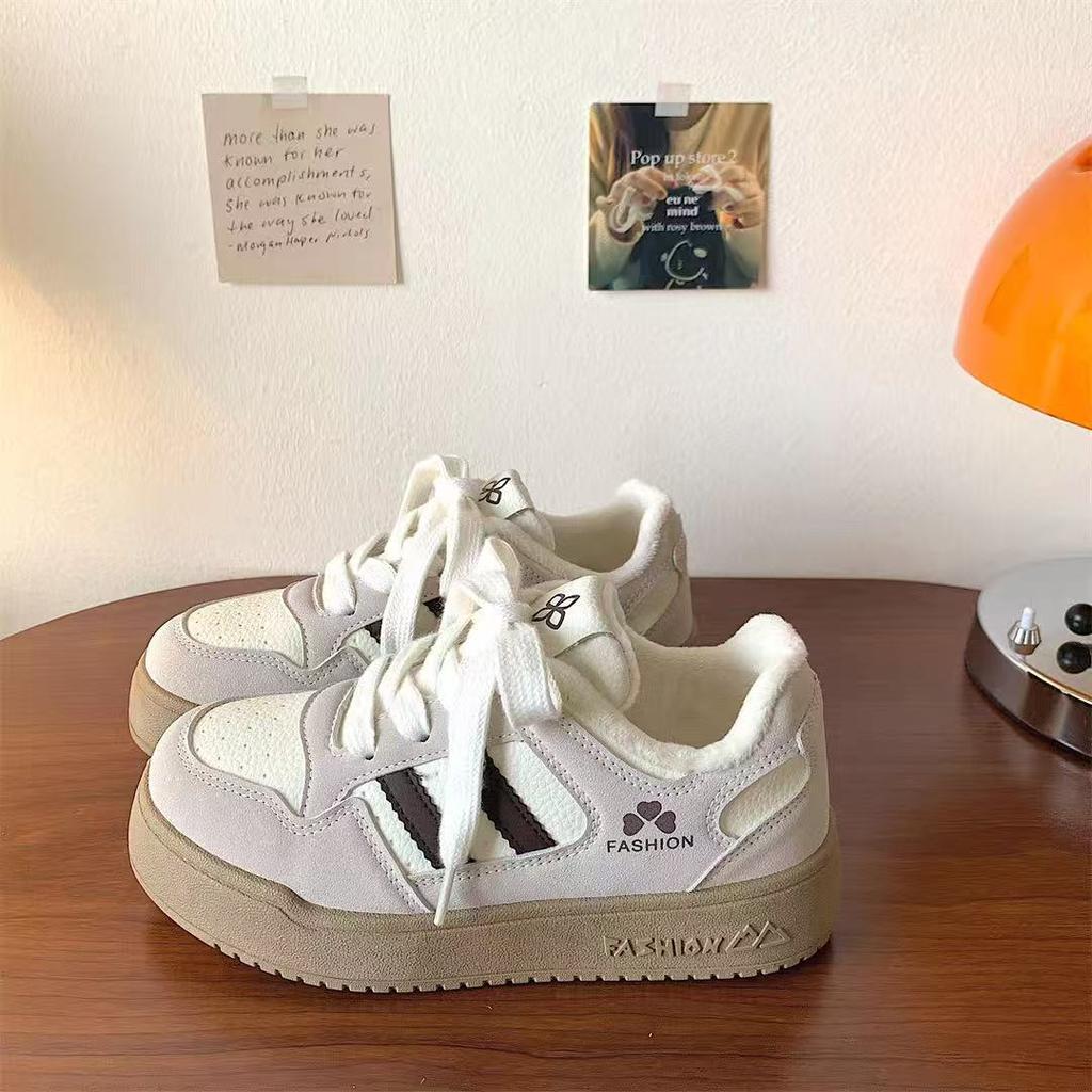 Autumn and winter new high-value American retro pink thick baseplate shoes ins casual moral training shoes