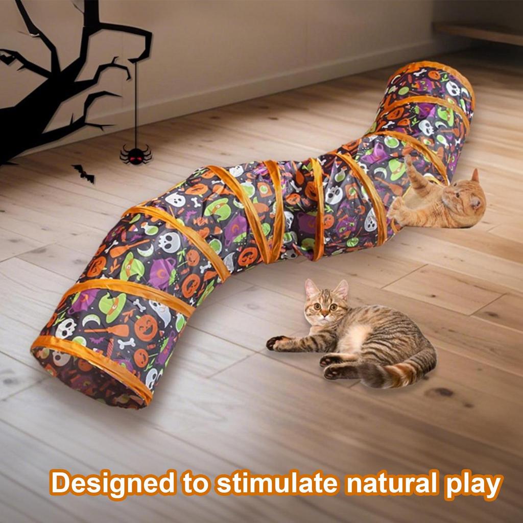 Cat Toys Tunnel Indoor Cats Tube Tent Halloween Foldable Fun Tube Tent Interactive Pet Hideaways For Puppy Bunny Ferrets Hamster