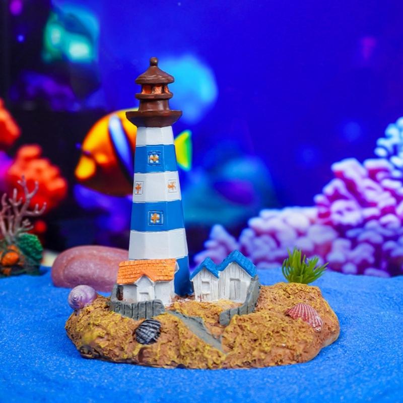 Landscape Artificial Lighthouse Landscape Fish Tanks Castles Decorations for Aquariums Terrarium Shrimp Ornaments