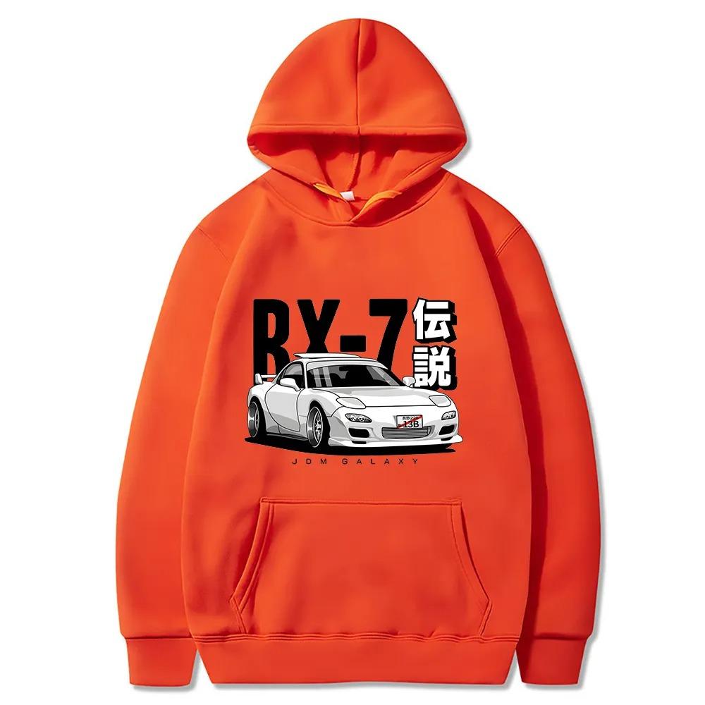 Initial D JDM Hoodie Vintage RX7 FD Drift Japanese Cars Printed Sweatshirt Harajuku Tracksuit Loose Men Streetwear Pullover Tops