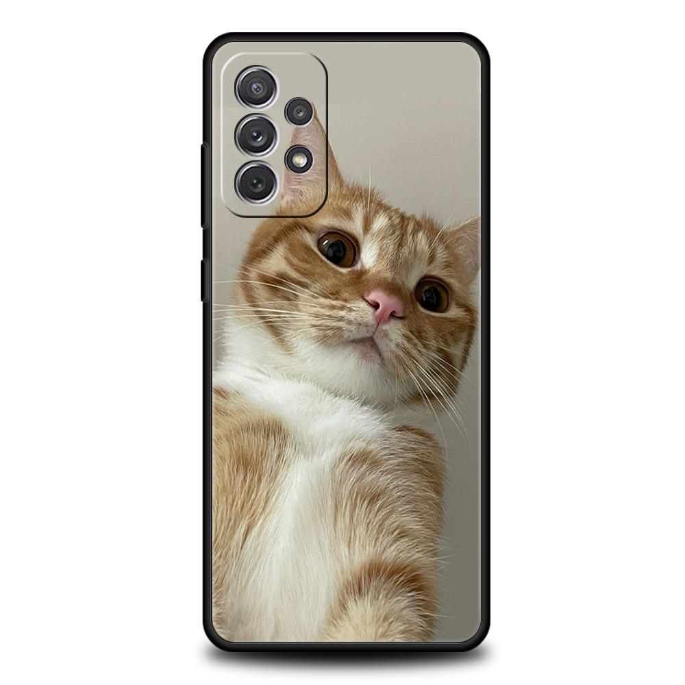 Kawaii Love Cat Phone Case For Samsung Galaxy A17 A07 A55 A35 A25 A15 A05s A33 5G A31 A23 A21s A13 A41 A73 A53 A51 A71 A03 Cover