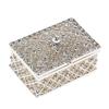 Rhinestone Hollow Storage Box Silver Plated Trinkets Magnet Clasp Case Decor
