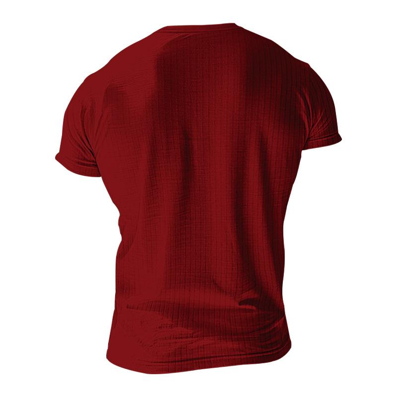 Men S Slim Fit Ribbed Henley Short Sleeve T Shirt Solid Color Casual Summer