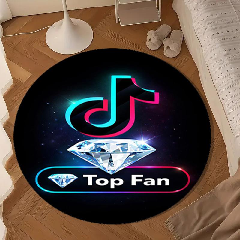 Neon Tiktok Logo Art Round Mat, Anti-slip Circle Carpet Chair Rug For livingroom,Bedroom, Doormat Home Decor Gift Christmas Gifts