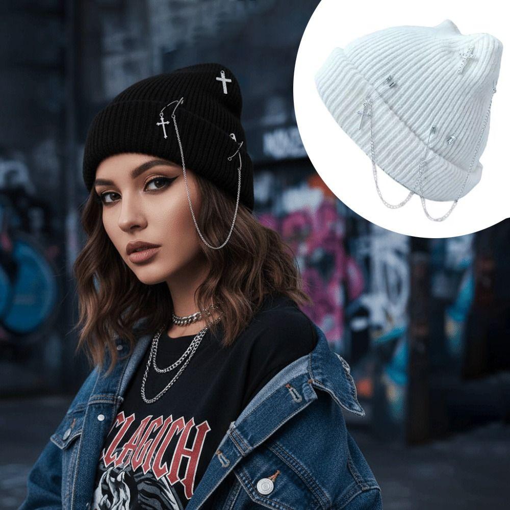 Subculture Headwear Y2K Cat Ear Hat Handmade Pullover Hat Punk Beanie Hat  Female Teens