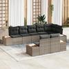 VidaXL Ensemble de 8 Canapés de Jardin avec Coussins Gris Poly Rattan Acacia 3348110