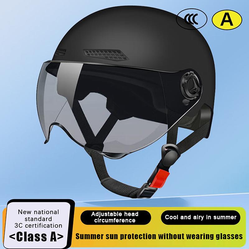 1 Piece 3C Certified Men'S And Women'S Adult Cartoon Electric Bicycle Motorcycle Half Helmet With Goggles Bicycle Safety Helmet