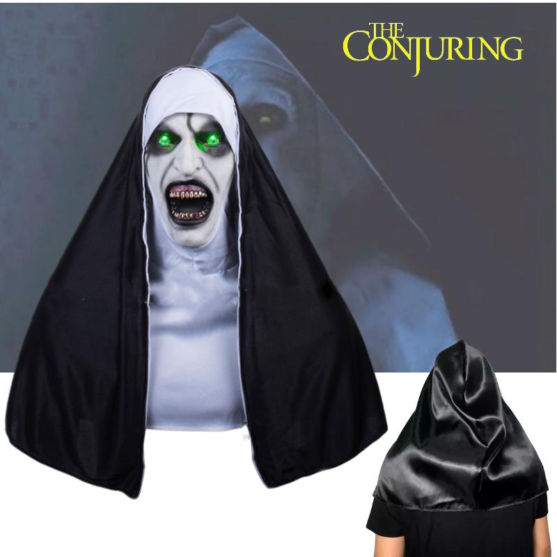 Conjuring 2 The Nun Latex Mask Glowing Halloween Terrifying Cosplay Prop Costume