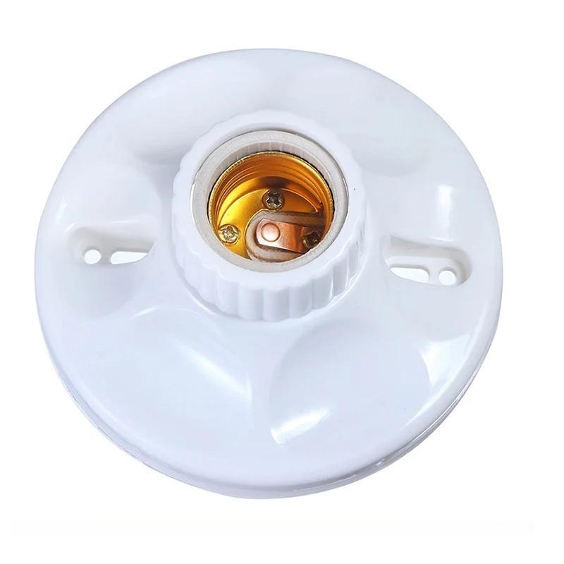 E27 Screw Cap Lamp Holder Plastic Light Lamp Flat Socket Base Ceiling Lamp Fitting Holder Bulb Fixing White Base
