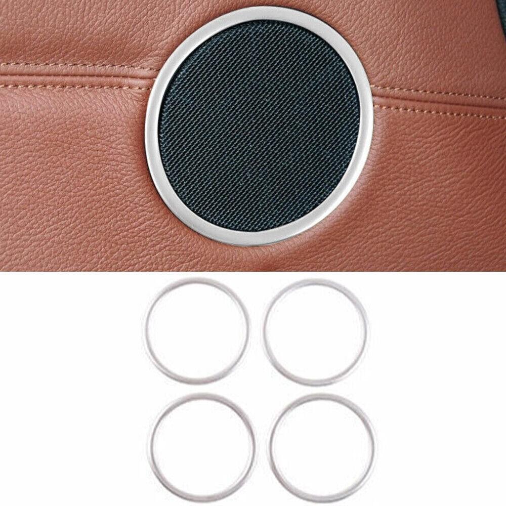 For BMW X5 X6 E70 E71 2008-2013 Silver Steel Car Inner Door Horn Ring Cover Trim