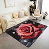 Carpet for Living Room Romantic Black White Red Rose Flower Painting Area Rug Abstract Non-Slip Bedside Floor Mats Home Decor