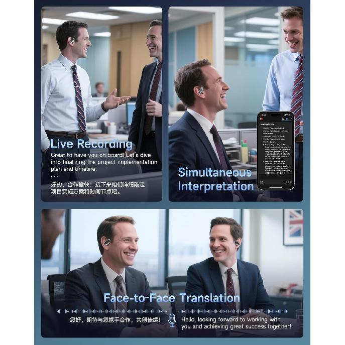 AI Translation Earbuds Real Time,188 Language Translator Earbuds,Bluetooth 6.1 Audifonos Traductores Inglés Español,OWS 4-in-1 Translation