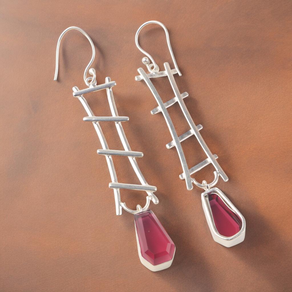 Pink Tourmaline Gemstone 925 Sterling Silver Jewelry Handcrafted Earrings 3.33" EE-133-8