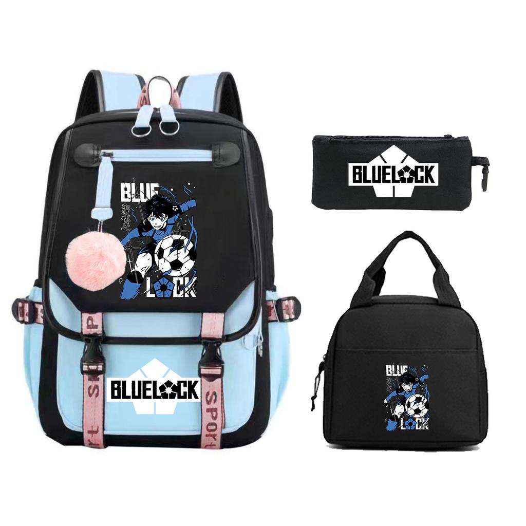 Peripheral Printed Backpack Leisure Student School Bag Pencil Bag Lunch Bag Set