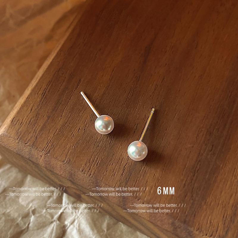 Серьги-гвоздики с жемчугом из серебра 925 пробы Корейские Нишевые Премиальные Серьги Универсальные для Повседневной Носки Высококачественные Серьги
