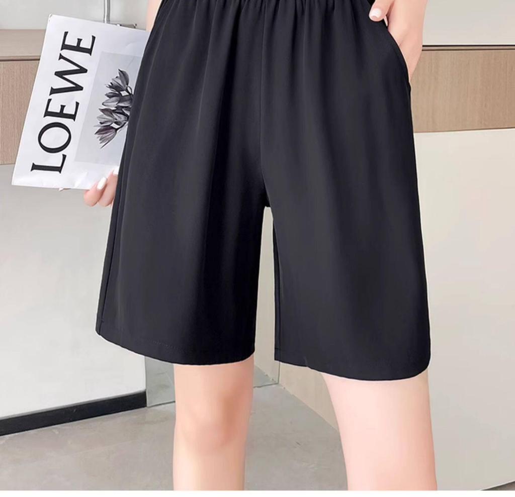 2026 Women's High Waist Slimming Ice Silk Drape Shorts: Casual, Loose, Wide-Leg, Five-Point Summer Pants