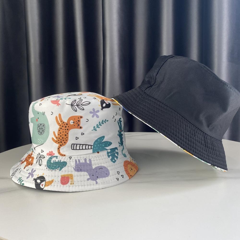

Double Sided Fisherman Cap Thin Outdoor Kid Sun Hat Cute Baby Bucket Hat Animal World