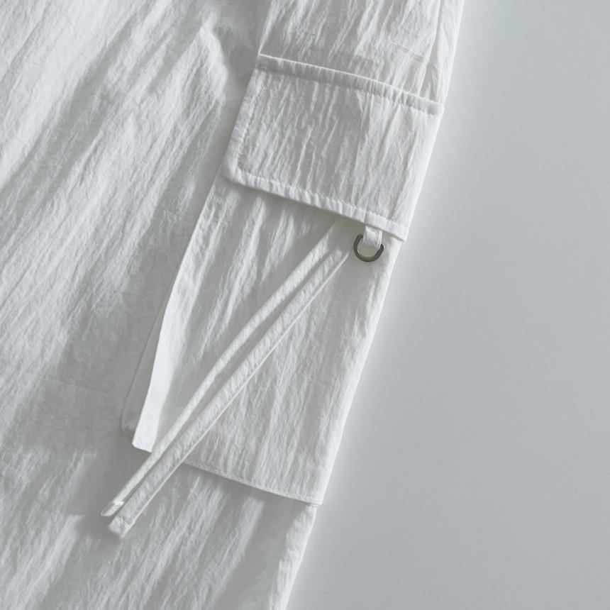 Sør-Korea elegant vårfarget retro allsidig elastisk midje snøring med store lommer design løst avslappet cargoskjørt for kvinner