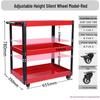 Adjustable 3-Tier Hand-Push Tool Cart for Auto Repair - Multi-Functional Mobile Workshop Storage.